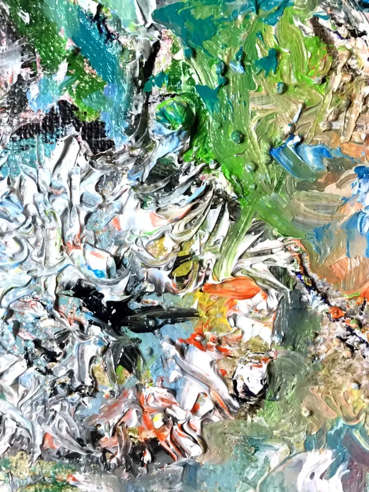 Dandelions abstract oil painting,original oil painting on stretched canvas,textured background.