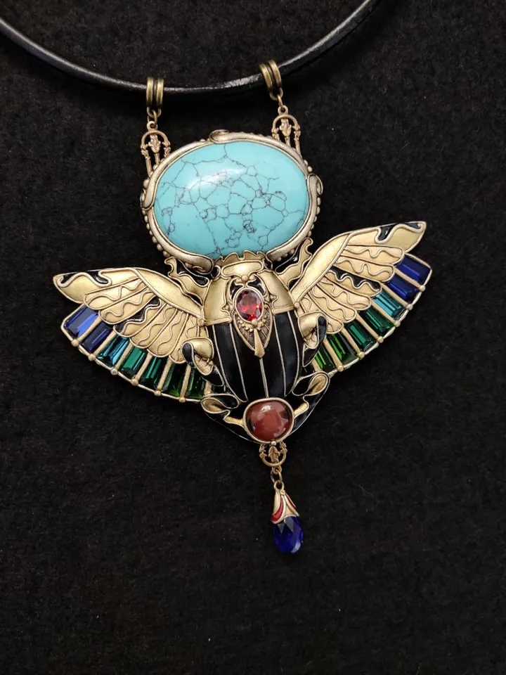 Scarab necklace with turquoise