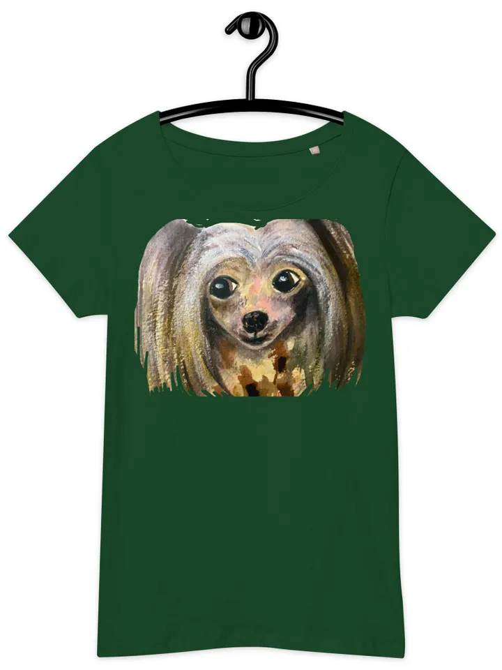 Chinese crested dog Women’s basic organic t-shirt made with my original watercolor painting,unique wearable gift for animals ,dogs lovers.