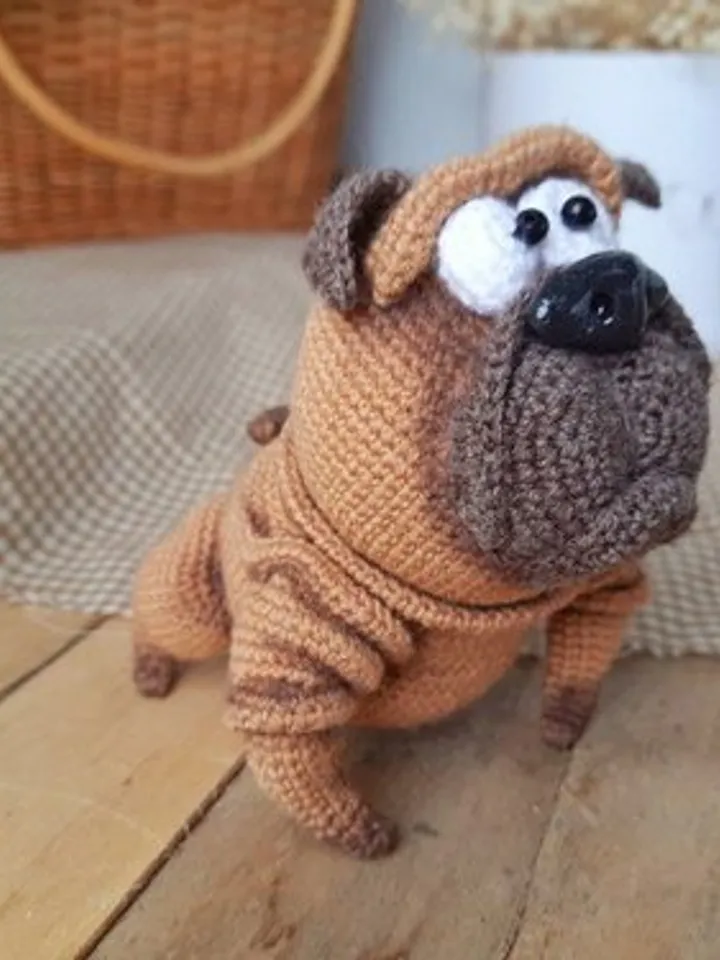 Stuffed pug interior toy. Beige Pug in Cute Pumpkin Costume. Personalized Costume for Toy