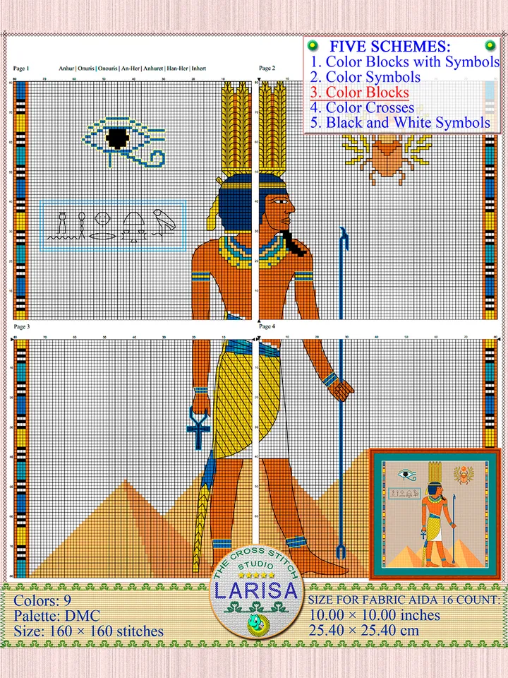 Anhur Cross Stitch Pattern | God Of War | Egyptian God | Onuris