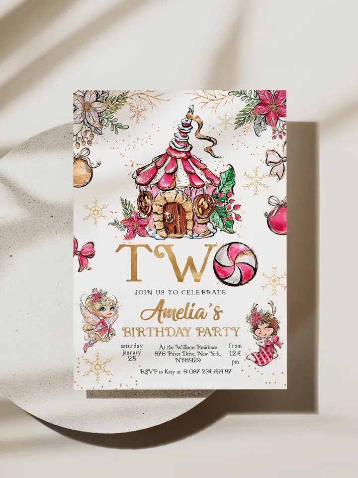 Christmas Pixie Birthday Invitation; Magical Fairy Invitation; Enchanted Fairy Birthday Party Invitation; Christmas Birthday any age; CF1