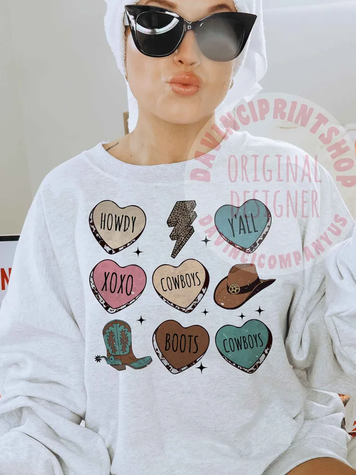 Valentines Candy Heart Png, Western Valentines Png, Retro Valentine Png, Valentines png, Western Sublimation Design, Sublimation design, png