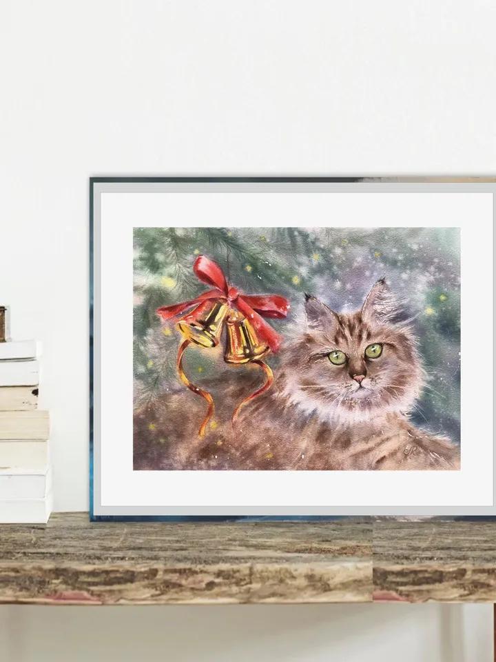 Cats Original Painting Animals Watercolor Painting Kitty Painting Cat Portrait