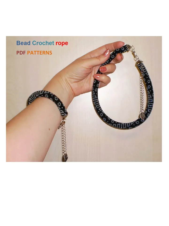 Bead crochet rope pattern for beading necklace and bracelet,DIY, bead crocheting,Instant Download,PDF pattern