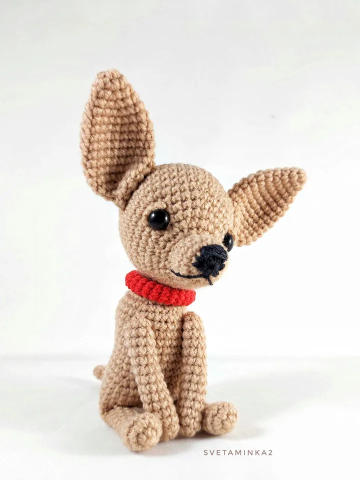Chihuahua Crochet Pattern Amigurumi Dog (with small heart crochet pattern). Digital Download. PDF.