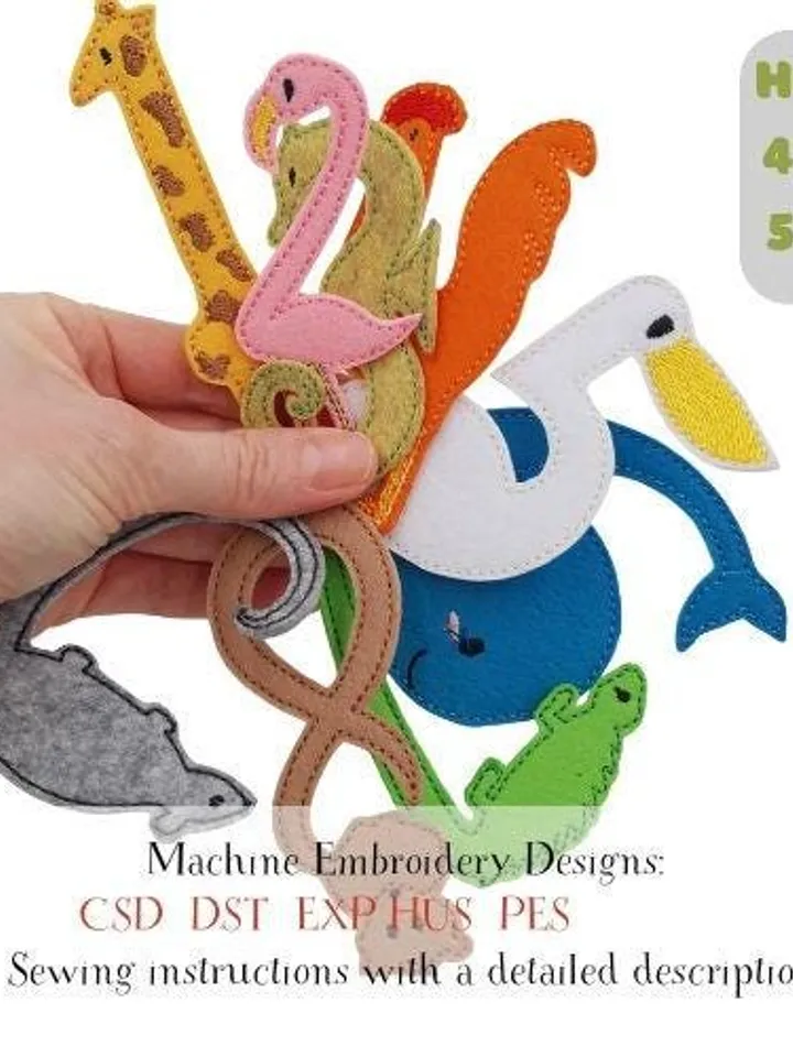 Animal Numbers ITH Embroidery Design Set (0-9), Felt Numbers Pattern for Counting Toy, Preschool Math Activity 4x4 Hoop