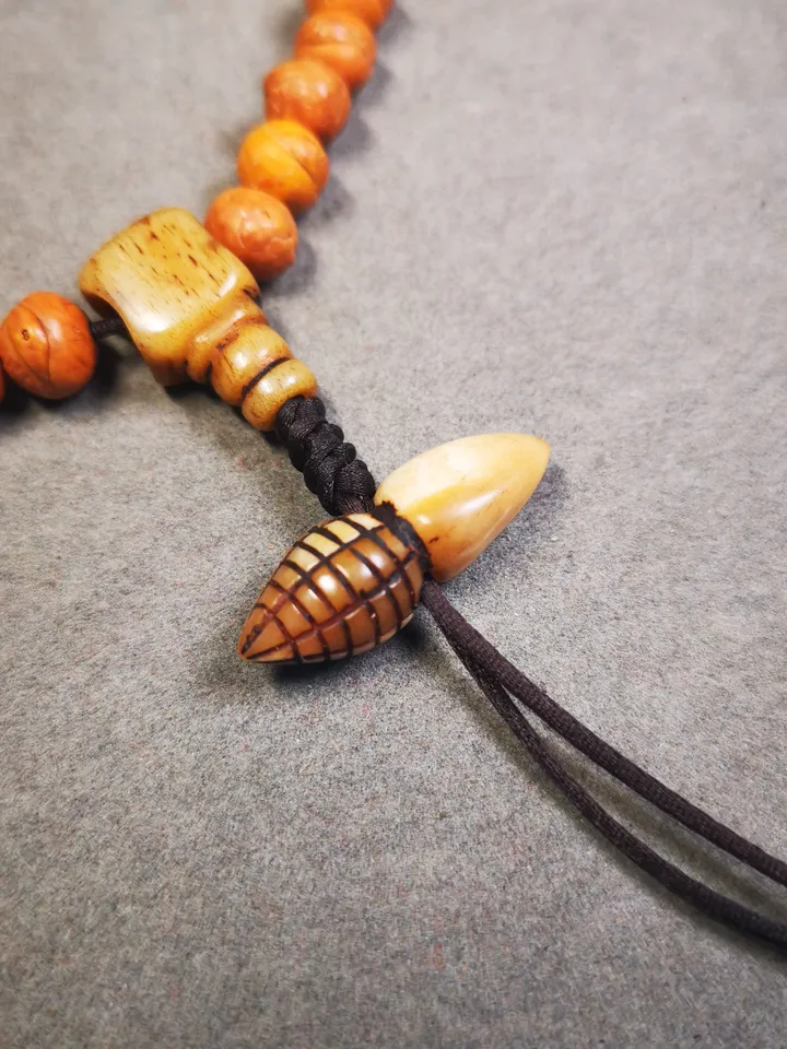 Gandhanra Handmade Tibetan Pendant Bead,Bone Carved Spacer Bead for Mala,Niang La Tsa Tsa Statue,Stupa Amulet,Pagoda Pendant