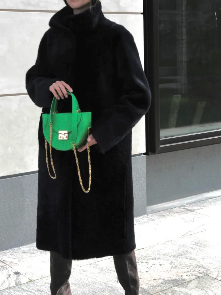 Genuine Python Skin Crosshandle Elegant Green Bag | Exotic Leather Bags | Designer Bags | Handmade Chain Crossbody Handle Women Classy Purse