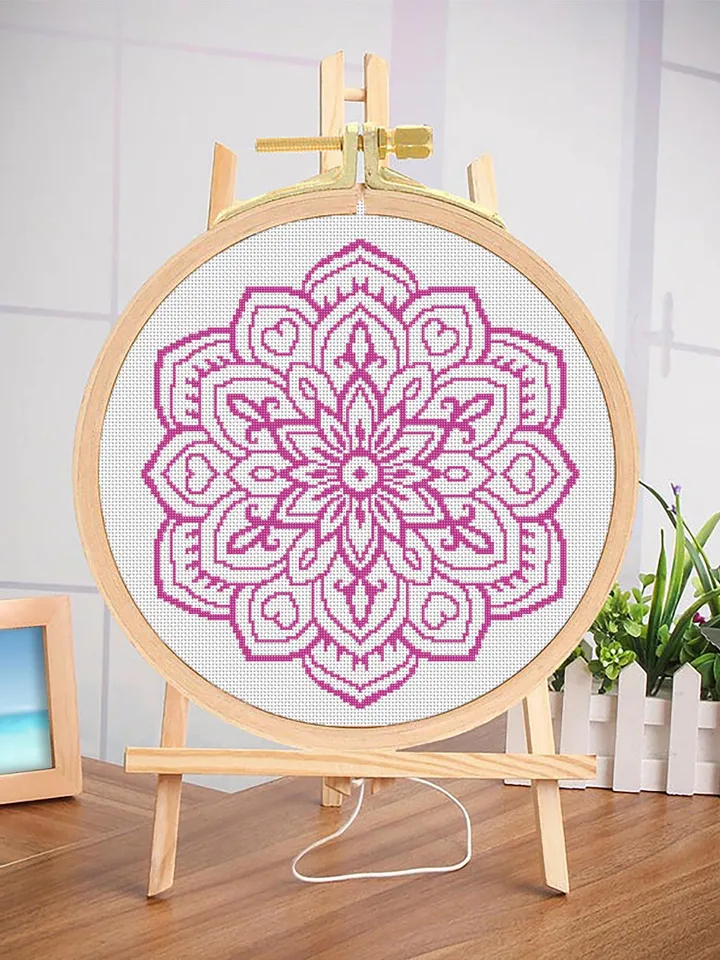 Mandala set cross stitch pattern download PDF Easy mandala cross stitch, Monochrome floral ornament embroidery PDF, Mandala digital PDF #S22