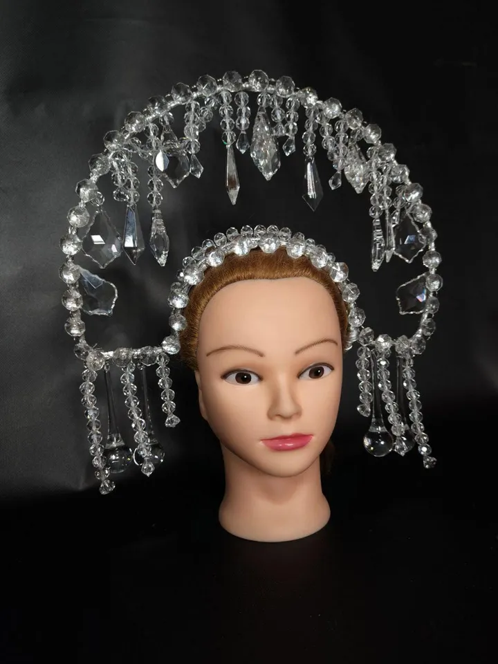 tiara, halo crown, crystal crown, moon child, gothic headdress, burning man, crystal halo crown, silver crown, wedding crown, bridal crown