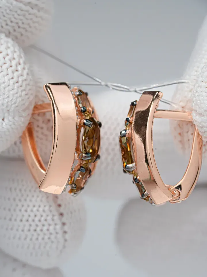 Earrings jewelry Silver gold plated 925 assay value with sultanite