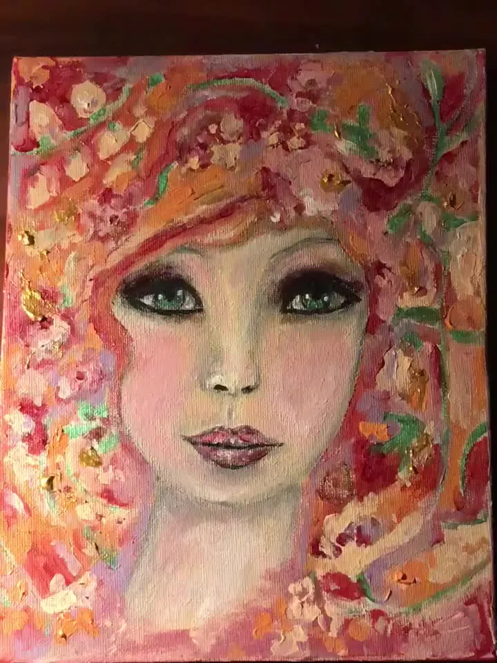 Sofia doll,original acrylic painting on 3 d canvas,fantasy dolls painting,fairytales,young woman painting,unique gift,home decoration