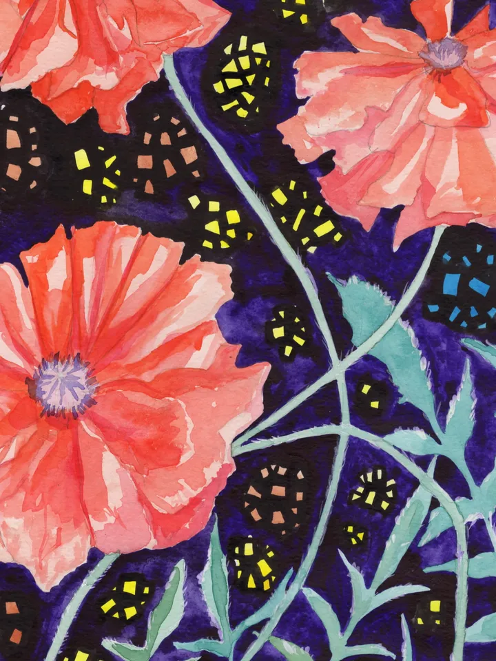 Watercolor painting. Abstraction. Flowers