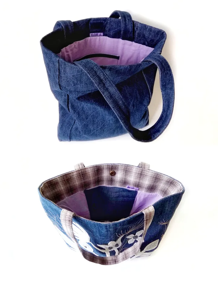 Handmade Denim Tote Bags for Women: Large Boho Unique Embroidered Bags - Perfect for Everyday Use and Special Occasion. FREE SHIPPING!