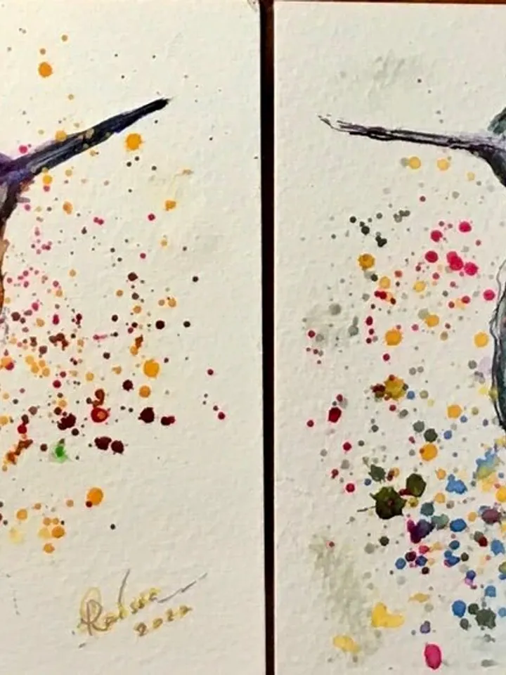 Hummingbird - Photo paper poster made from my original watercolour painting,colourful bird painting wall art
