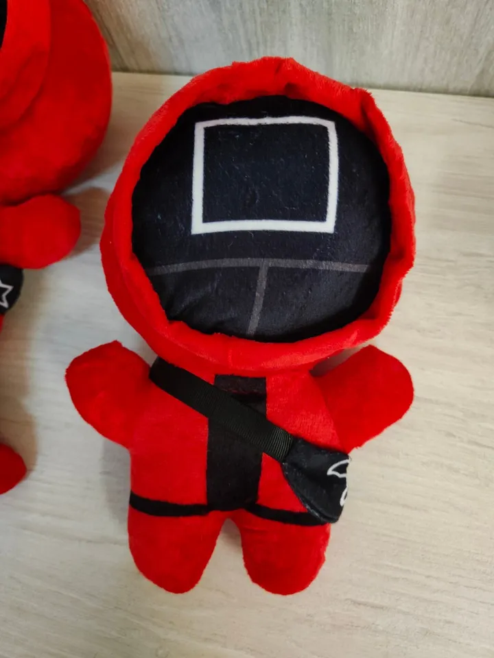 Squid Game Heroes Soft Toy 25cm security guard with a square sign,superhero party,red hero