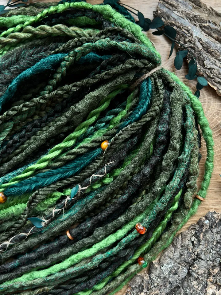 Dreads, green dreads and braids