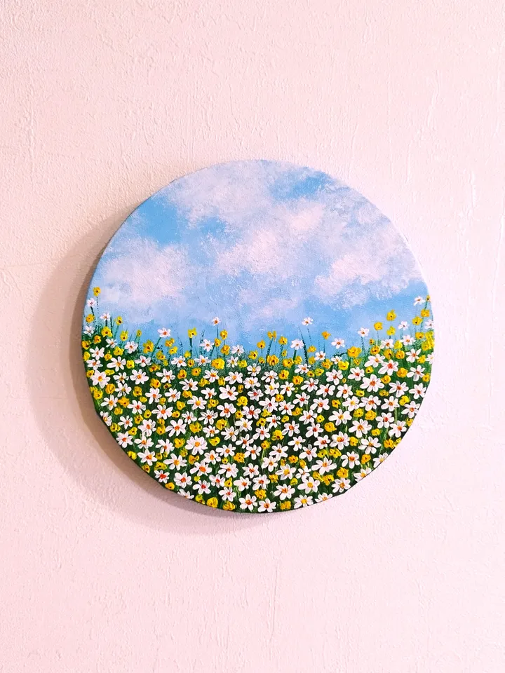 Daisies Painting Wildflowers Art Impasto Landscape Artwork