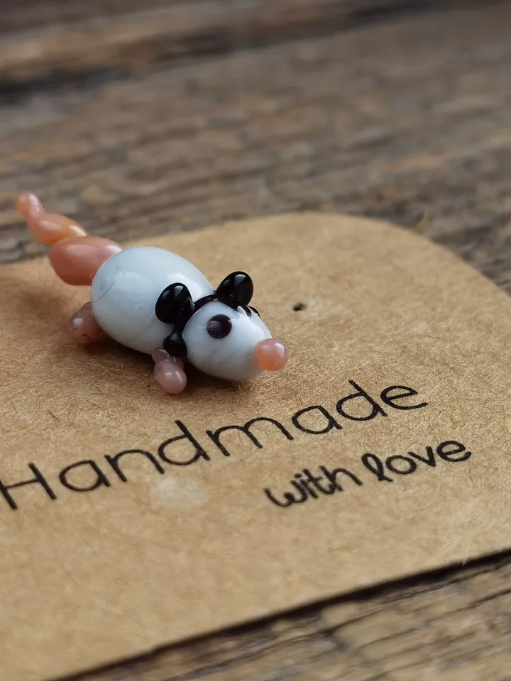 Opossum figurine Rat gifts Pet mouse Rat toy Glass opossum art Mouse miniature Dollhouse miniature Miniature animals Tiny glass possum