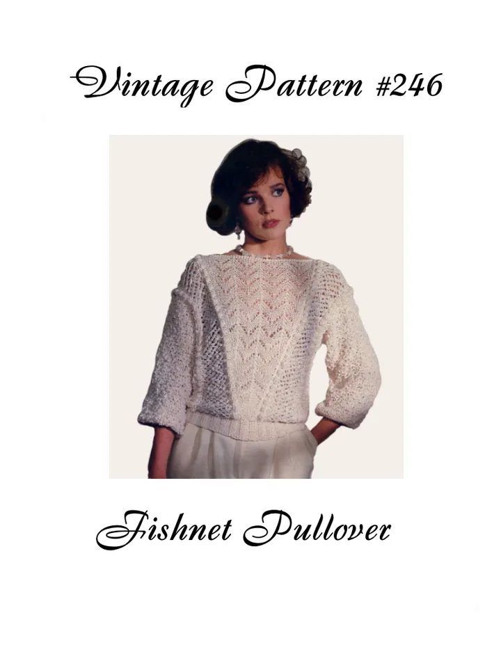 Vintage Knitting Pattern 246 Fishnet Pullover Women