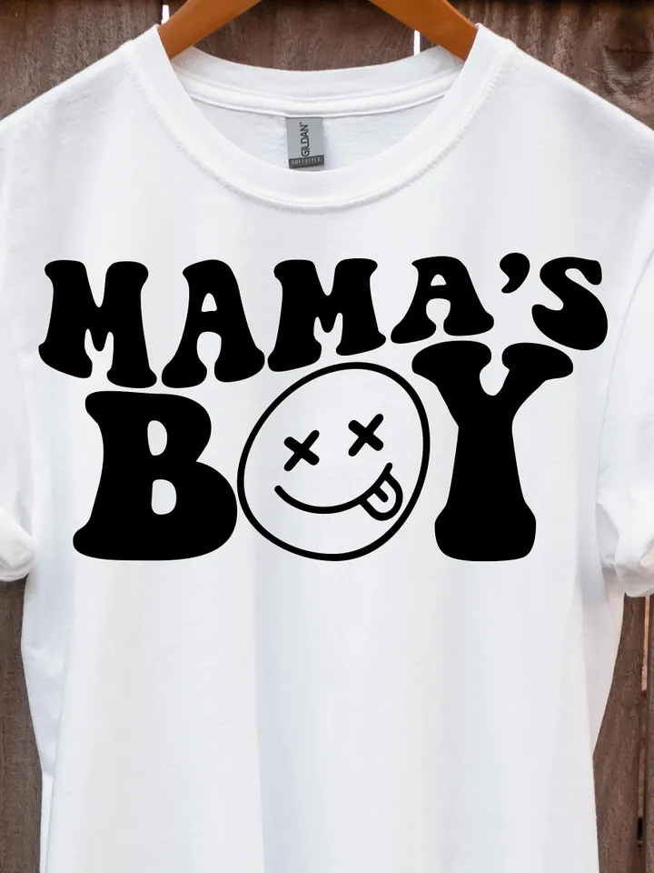 Mama's Boy SVG PNG, Kids Svg, Retro, Boys Shirt Svg, Funny Kids Quote, Wavy Letters, Kids Png File for Sublimation, Svg file for Cricut