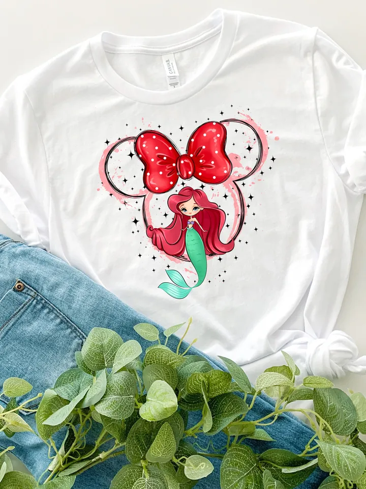 All princess png clipart, watercolor mermaid Ariel clipart, magic kingdom illustration, Princess T-shirt design, tshirt princess design