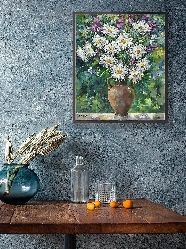 Daisy Painting Flower Original Art Floral Oil Canvas Artwork