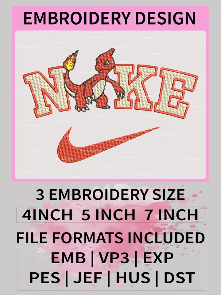 Nike Charmeleon Machine Embroidery – Pokémon x Nike Embroidery Design 🔥⚡✔️