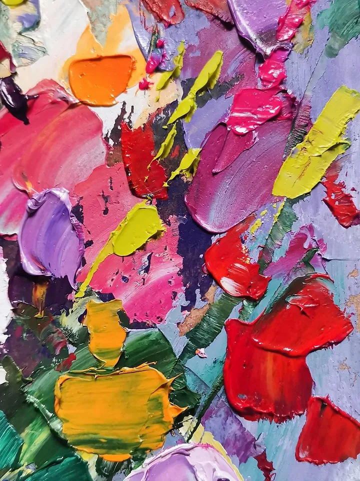 Peonies Painting Original Art 佩恩斯 油畫 Impasto Oil Painting 手工油畫