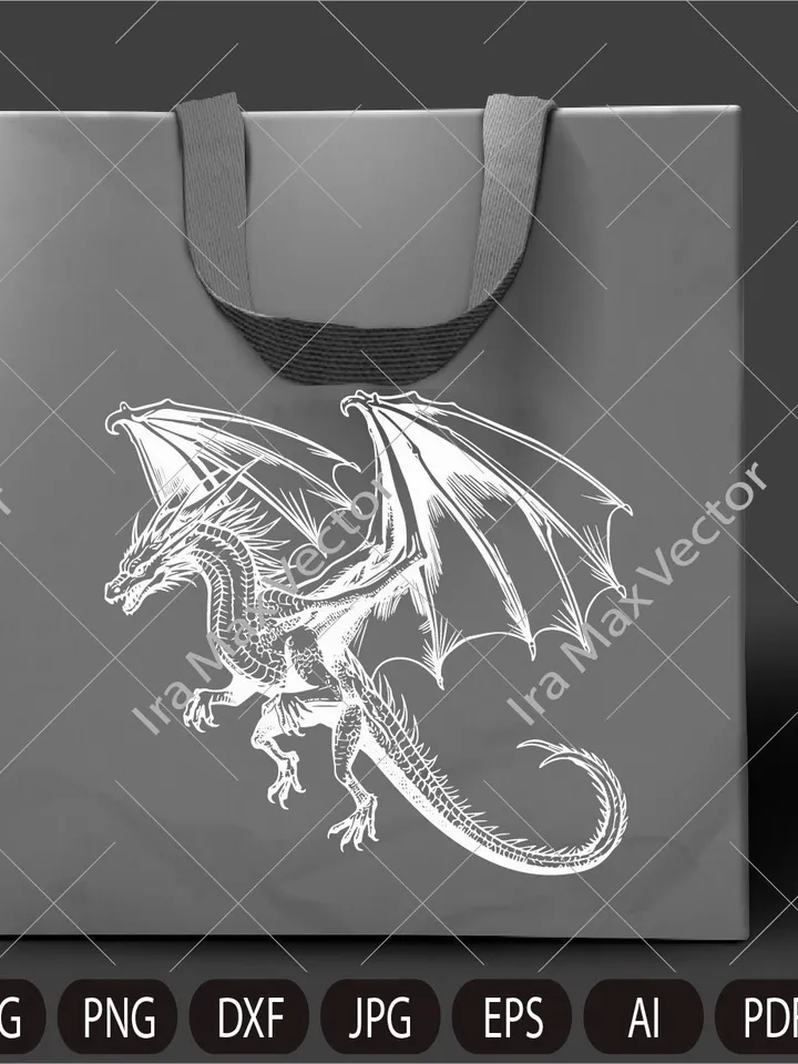 Dragon svg, Dragon detailed, Dragon flying, Dragon Vector, Chinese Dragon SVG, Fantasy Dragon SVG, Asian dragon Svg, Dragon Silhouette