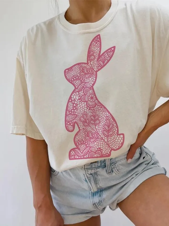 Lace Bunny Easter Png, Easter Png, Floral Bunny Png, Floral Chinoiserie Png, Bunny png, Girly easter png, Spring png, Lace Bunny Png