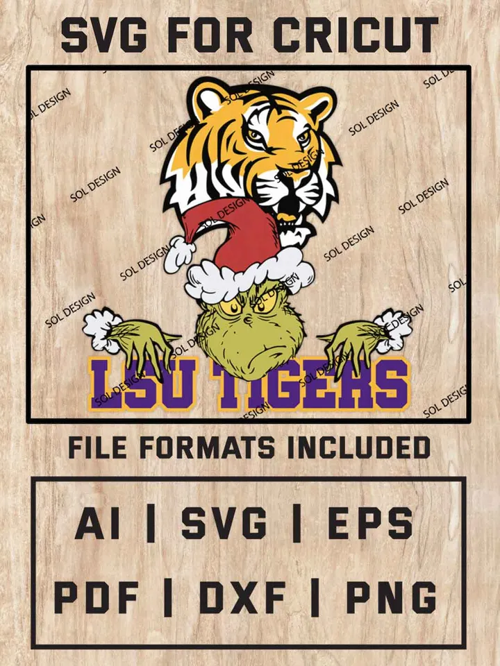 Grinch LSU Tigers SVG, NCAA SVG Design, NCAA LSU Tigers SVG, NCAA Tigers Cricut, Christmas Svg, Grinch svg, Digital Download