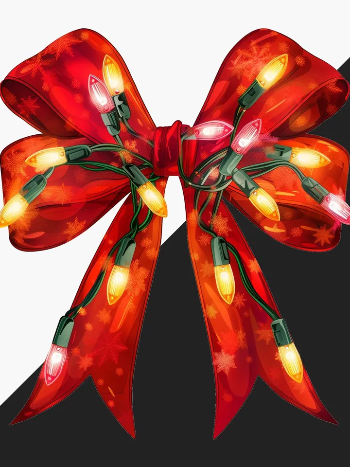 Christmas Light Coquette Bow PNG tshirt design, Christmas Season sublimation, New year PNG, Retro Merry Christmas Png, Coquette Bow