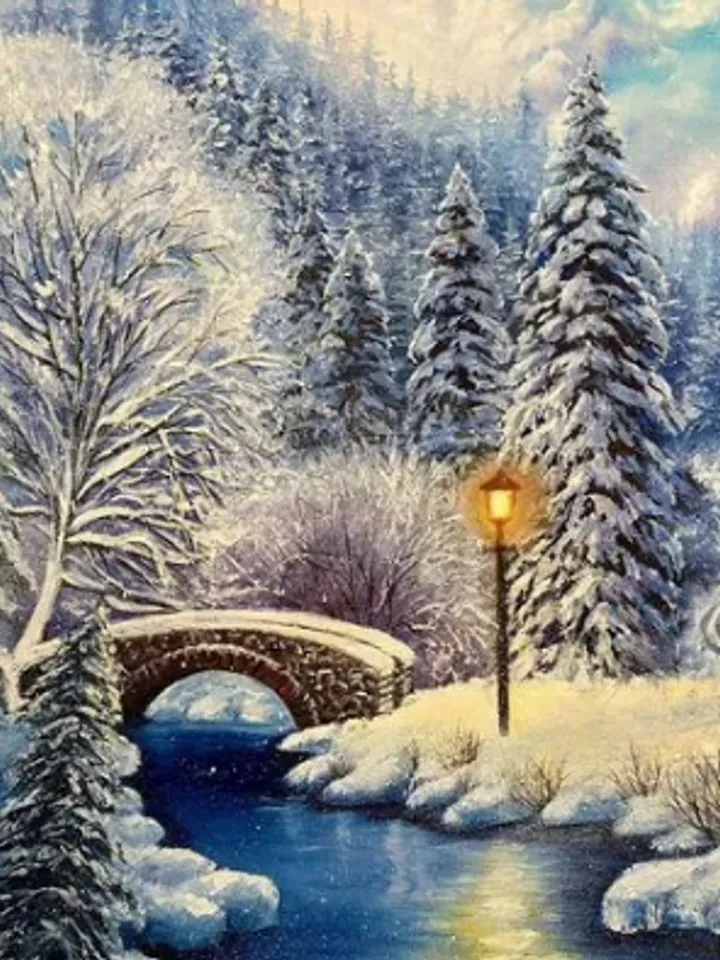 Painting on canvas “Winter's Tale”, oil, size 40 x 50 cm