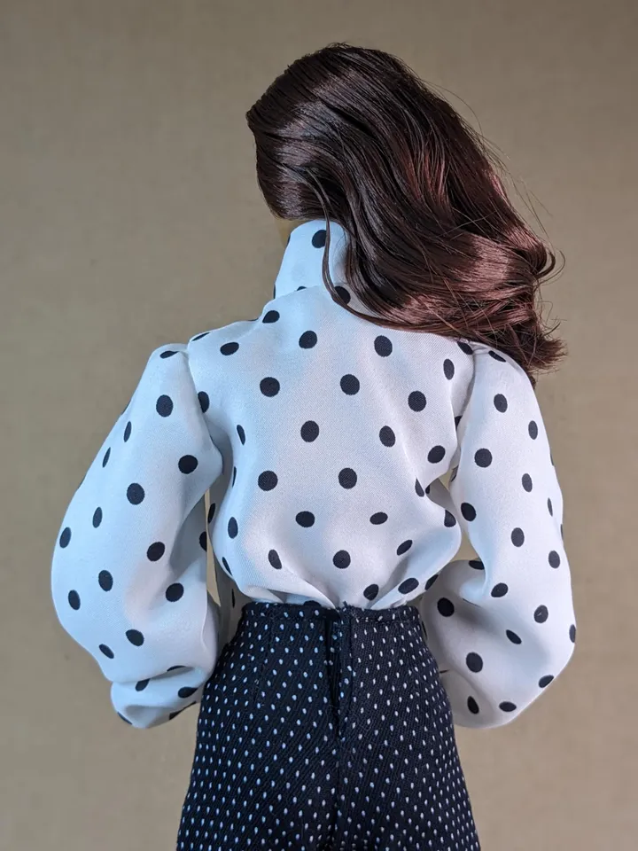 Handmade classic polka dot blouse for 16-inch Fashion Royalty dolls - FR16