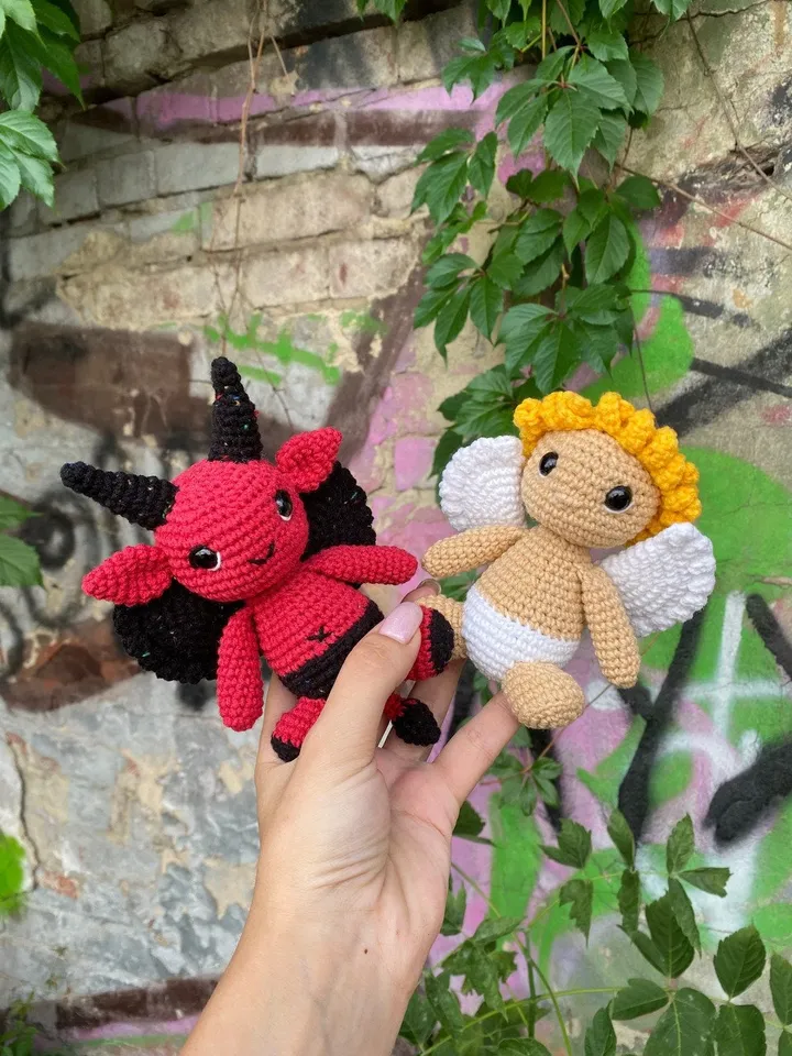 PDF Crochet SET Angel and Devil Pattern, Amigurumi Angel, Crochet Halloween Pattern Amigurumi Devil Crochet animal Halloween Monster pattern