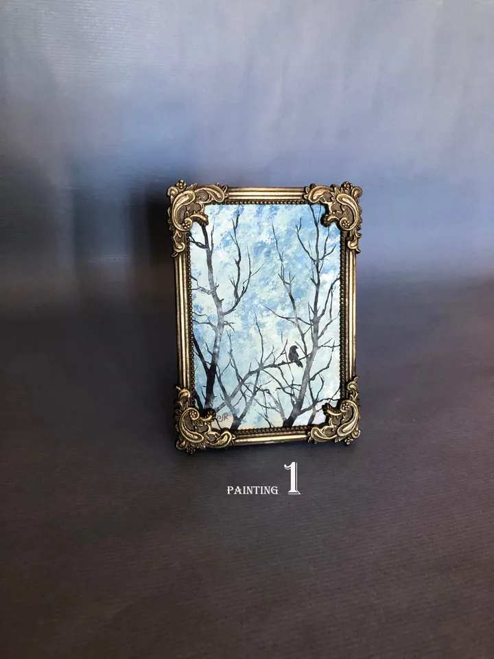 Mystic Oil Painting Framed Antique Metal Frame