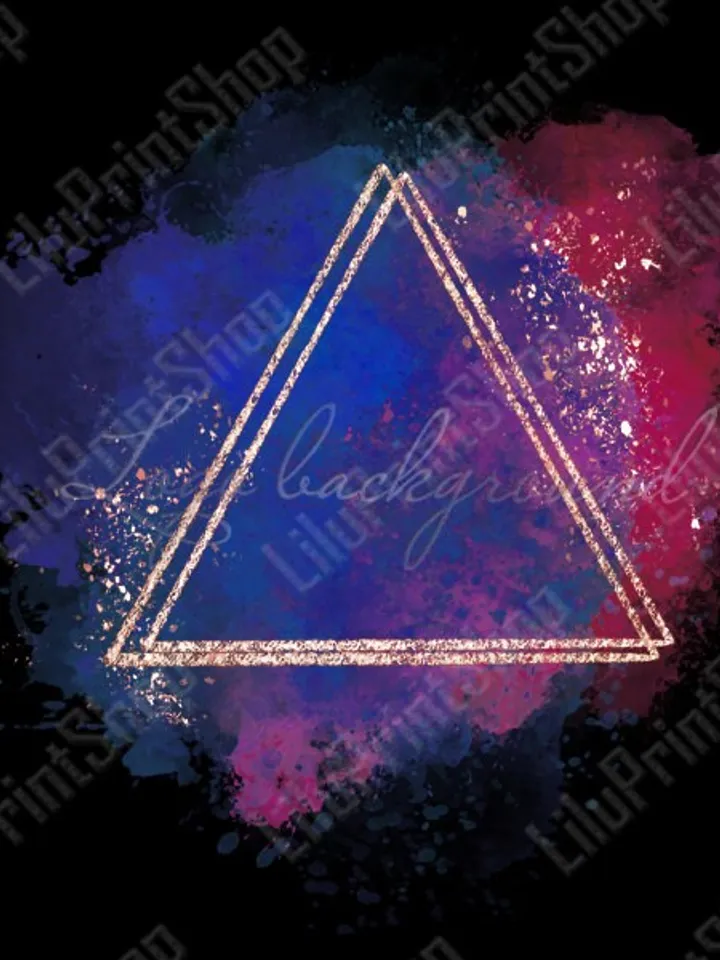 Blue and red Logo Background Png Watercolor logo design with rose gold triangular frame and Gold confetti Digital instant download