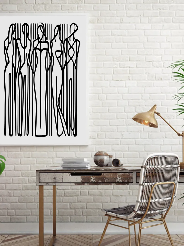 Woman Line Art Print Set of 2, Woman Line Drawing Wall Art, Living Room Wall Art, Woman Line Draw Illustration, Woman Line Art Poster Set
