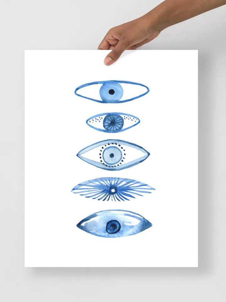 Evil Eye Print Blue Evil Eye Nazar Poster Evil Eye Wall Decor Abstract Eye Drawing Boho Eye Art Print Turkish Evil Eye Art Poster Best Gift