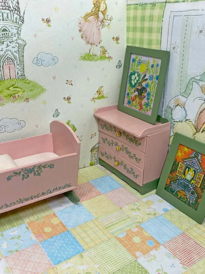 Doll furniture for a children's room. miniature dollhouse. 1:12.
