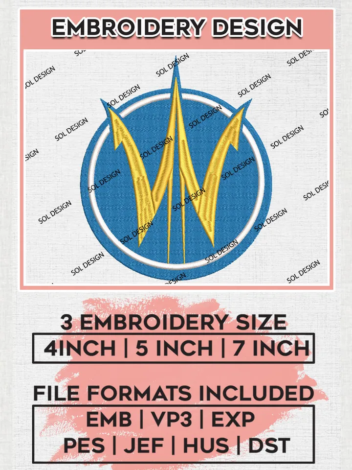 Santa Cruz Warriors Team Logo Embroidery Designs, NBA G League Team Embroidery Files, Basketball Machine Embroidery Designs, NBA Santa Cruz Warriors Team Logo, Sport Machine Embroidery Design, Digital Download