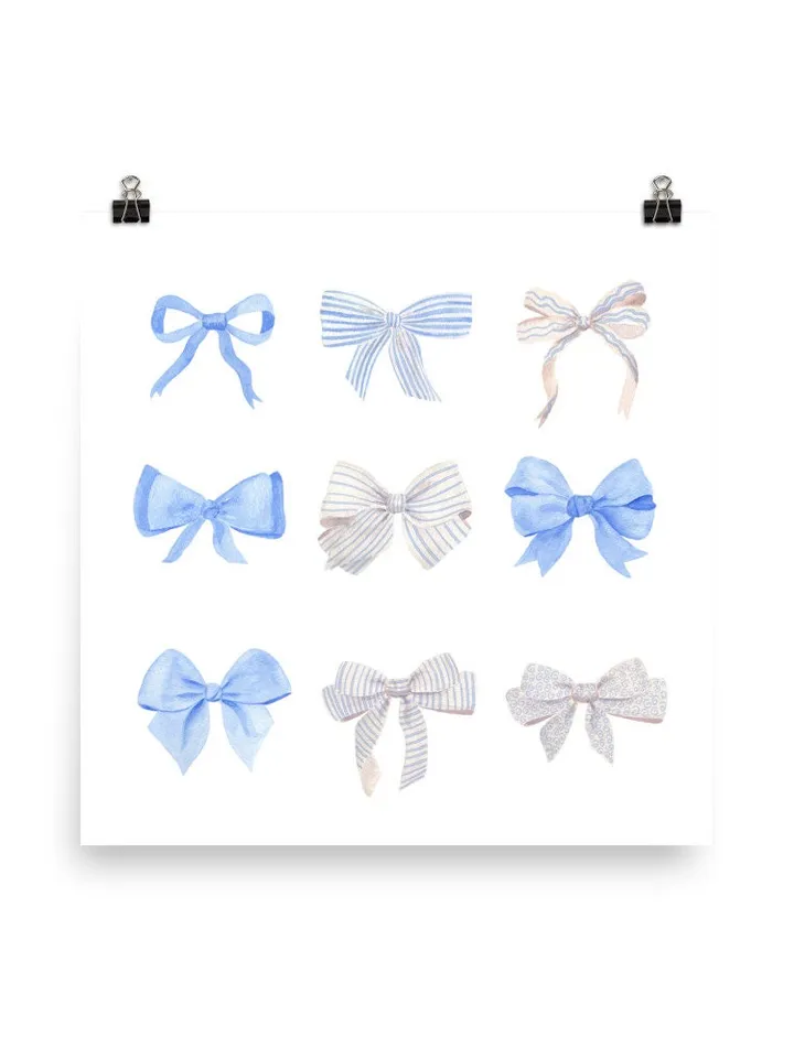 Blue Bow Watercolor Painting, Contemporary Bow, Nursery Wall Decor, Gift For Teen Girl, Baby Shower Gift, Hampton Style, Boy Room Decor