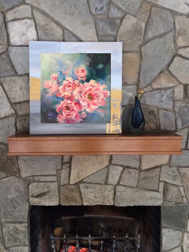 Original Oil Painting Peony Flowers Painting Abstract Flowers Wall art