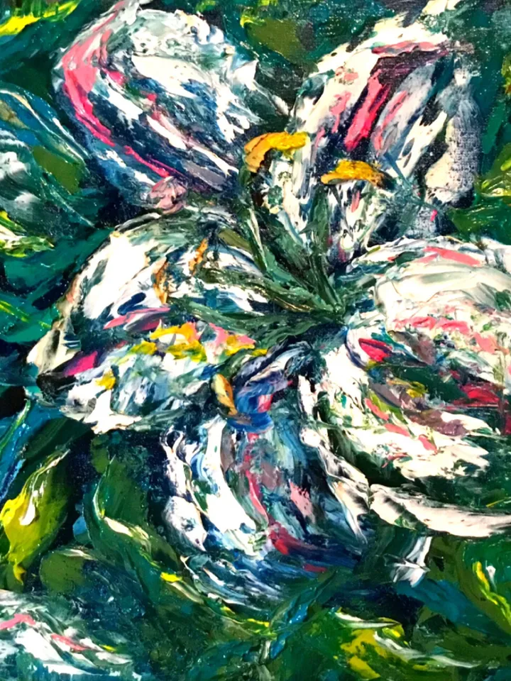 Lilies original oil painting on stretched canvas , flowers impasto painting ,home decoration made to order.