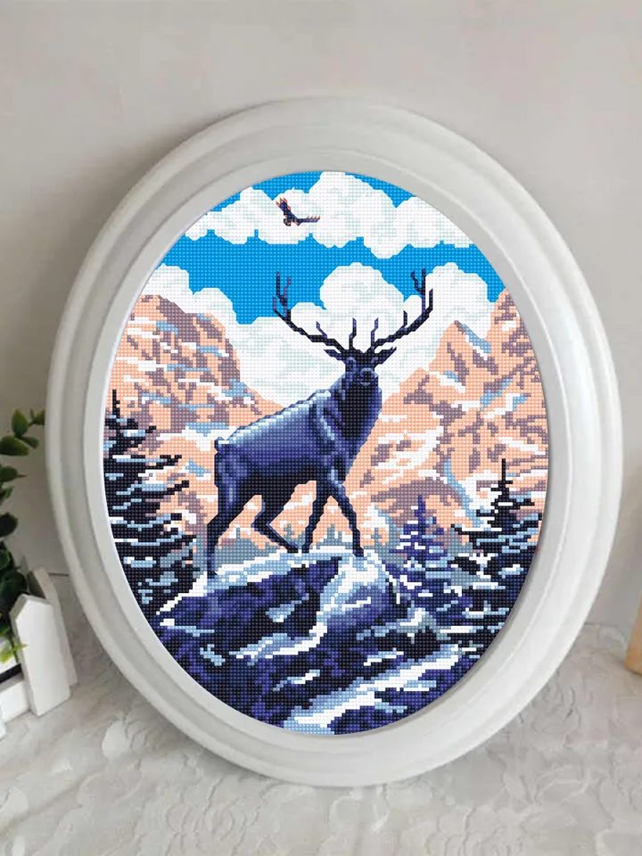 Rocky mountain National Park cross stitch pattern PDF download Nature cross stitch chart, Mountain landscape, Deer cross stitch design #L28
