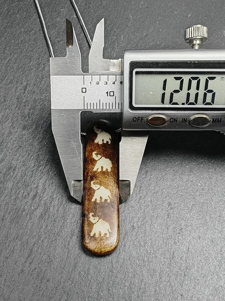 Mysterious Yak Bone Elephant Charm,Gandhanra Tibetan Buddhist Amulet Necklace,50 Years Old,51 × 12mm