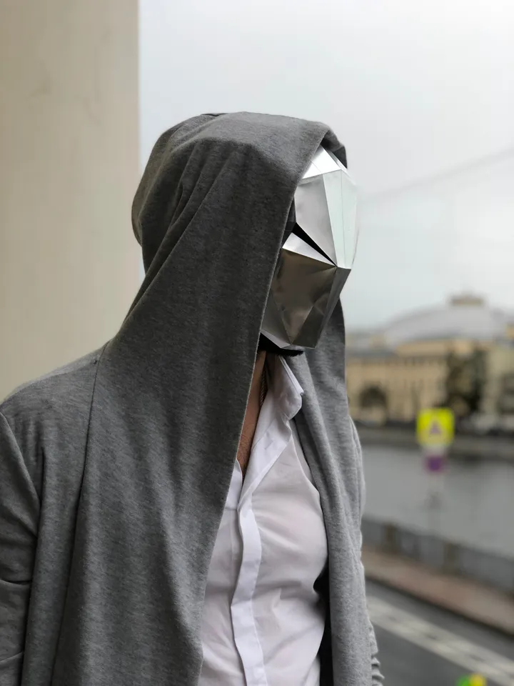 Papercraft Mask of the Future 1, Digital Template, PDF Download, Gurko, 3D Low Poly Animal Mask, DIY Origami, Pepakura, Paper Mask, Costume