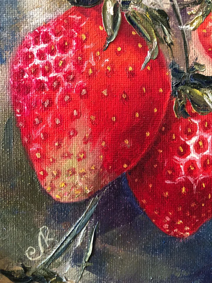 Fruits Original Painting Oil Still Life Strawberry Painting